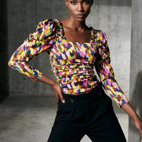 NWT $525 REVOLVE BROGGER Loretta stretch satin top XS - Picture 1 of 16